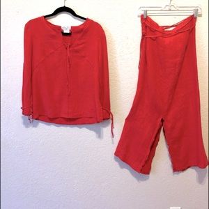 Size 12 Harve Bernard linen shirt/skirt set